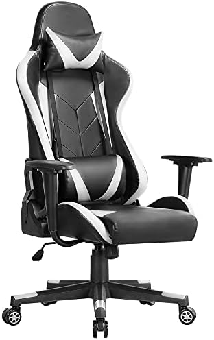 Yaheetech Game Chairs Computer Video Gaming Chair High Back Lumbar Support Racing Style Office Desk Chair Headrest Adjustable Swivel Faux Leather Game Chair