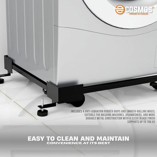 E-COSMOS Universal Washing Machine Trolley on Wheels Charcoal Black - Image 3