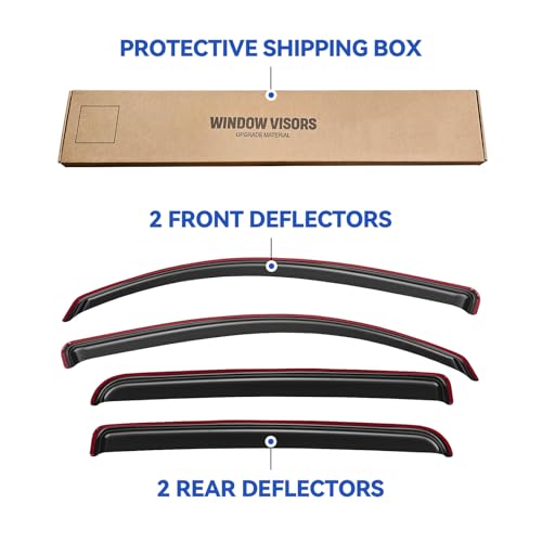 Image of in-Channel Window Visors Rain Guards for 2016-2023 Toyota Tacoma Double Cab, Window Vent Wind Deflectors Visors Shades for 16-23 Tacoma