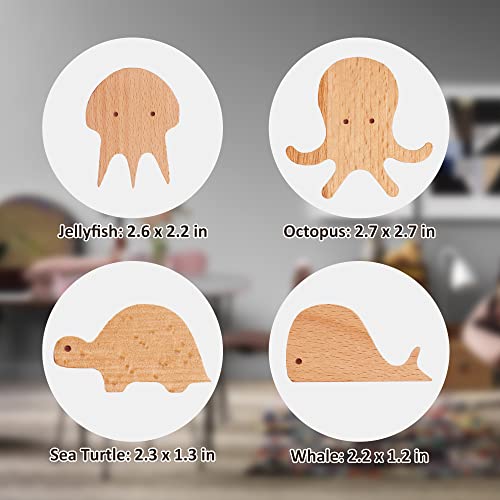 Wonqexz Wall Hook,Child Baby Nursery Wood Wall Hook, Natural Sea Aquatic Animal Coat Hooks,Wooden Hooks,Children Wall Mounted Hook,Set Of 4 #TOP1