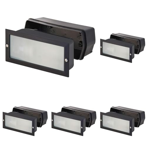 Luminaire encastrable E27 Velamp noir brique avec boîtier rectangulaire lot de 5