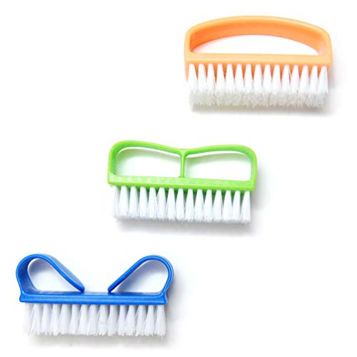 Luxxii (3 Pack) Color Handle Grip Nail Brush - Fingernail Scrub Cleaning Brushes Nail Hand Scrubbing Cleaning Brush. Color may vary.