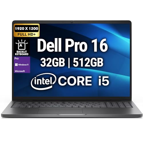 OemGenuine Dell Pro 16 PC16250 (Latitude 3550交換用) 16インチ FHD+ ディスプレイ ビジネスノートパソコン Intel 10 Core i5-120U、32GB DDR5 RAM、512GB SSD、Wi