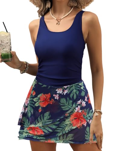 Image of CiCiBird Women One Piece Tummy Control Swimsuit Modest Swim Dress Bathing Suit Skirt Swimwear