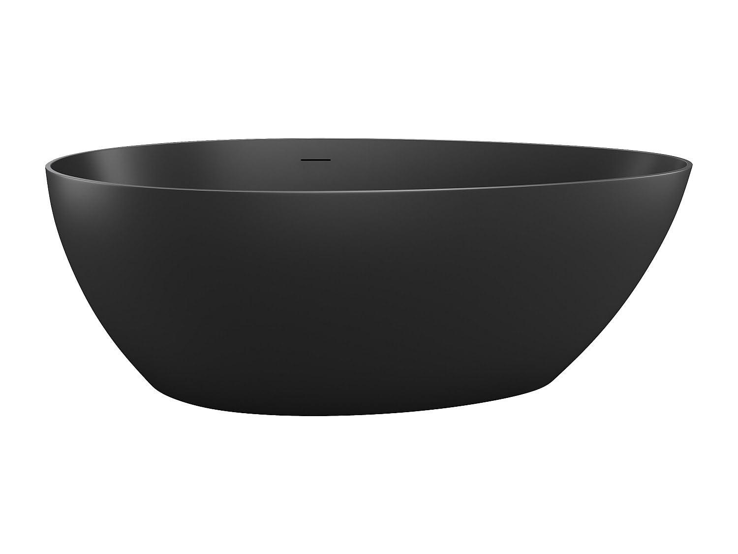 Vente-unique -BaÒera independiente asimÈtrica 245 litros 160 x 82 x 58 cm Negro mate AcrÌlico - APULIA
