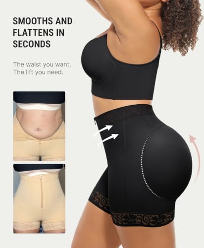Image of FeelinGirl Tummy Control Shapewear Butt Lifting Faja Shorts Body Shaper | High Compression, Butt Enhance, Underwear, Plus Size, Hook Zipper Clouser