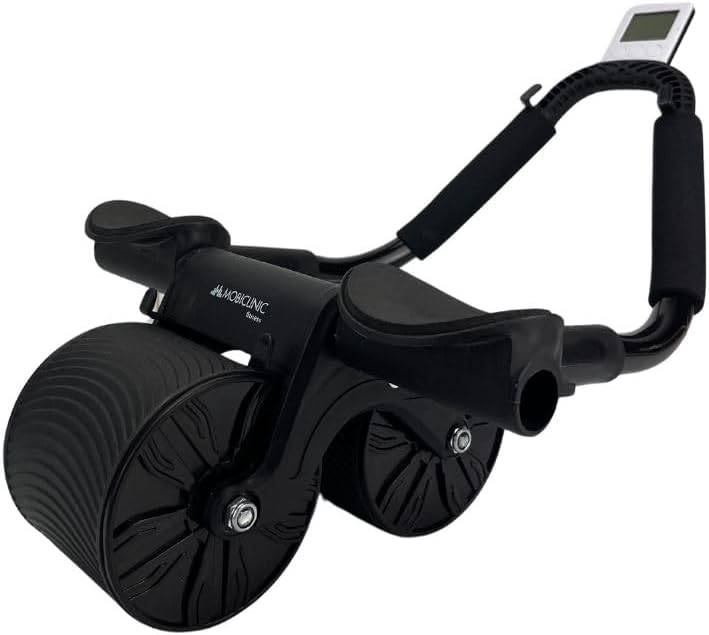 Mobiclinic®, Abdominal Roller with Return Spring, Ab Roller, Elbow Support, Digital Timer, Non-Slip Mat, Double Wheel, Mobile Phone Holder, Ra-02, Home Gym, Fitness