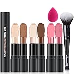 6 Colors Cream Contour Stick Makeup Contour Kit,Double-ended Cream Bronzer Stick,Highlighter Stick,Cream Blush Stick,Lightweight Contour Makeup Kit for Beginners - Set A