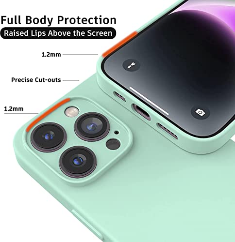 Image of Elzzi Microfiber Square Candy Case Compatible for iPhone 14 PRO MAX, Shockproof Slim Back Cover Liquid Silicone Case -Forest Green (Mint)