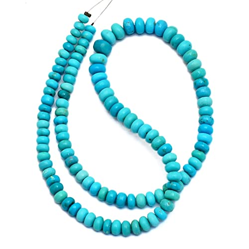 LKBEADS 13 inch strand of gem arizona turquoise 4-6mm rondelle smooth beads for diy jewelry making. arizona turquoise beads strand