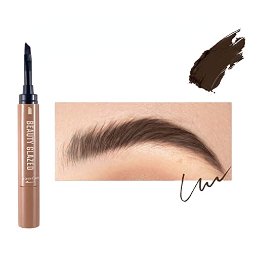 Crème à sourcils à double tête Crayon à sourcils avec brosse, résistant à l'eau, à la transpiration et à l'effacement, avec pinceau, pour rehausser les sourcils en velours naturel, maquillage # 03