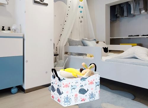 Image of MAIZMZ Baby Storage Basket Cute Gifts Basket Toys Organizer Waterproof Kids Hamper Nursery Bins Women Storage Cube for Home /Dorm /Kitchen /Pet /Office /Closet /Shelf /Room Decor