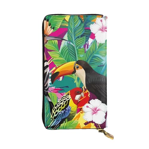 Portefeuille imprimé tropical en cuir idée cadeau mixte avec porte-monnaie intégré
