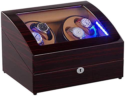 Caja de devanado para 6 relojes automáticos con almacenamiento y luz LED 4