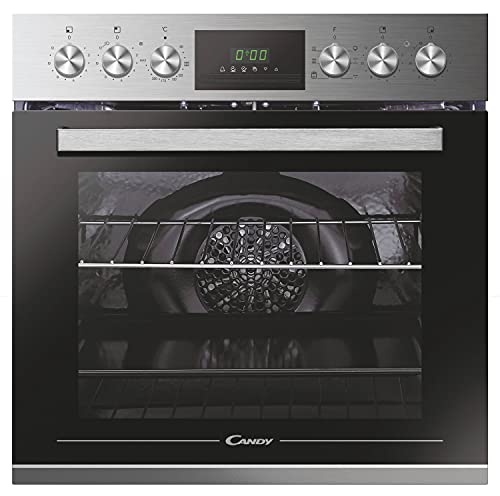 Candy HCT617X/E Einbau-Backofen/Umluft Backofen/Edelstahl/Nische 60 cm/Energieklasse A/Display mit Touchbedienung/Aquactive Reinigung / 6 Programme / 70L Nutzvolumen/Timer/Uhr
