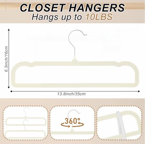 Image of Pants Hangers Space Saving, 12 Pack Velvet Hangers for Closet, Strong Durable Non Slip Slim Clothes Hanger, Ultra Soft Flocked Hanger for Pants, Shirts, Bra, Shorts
