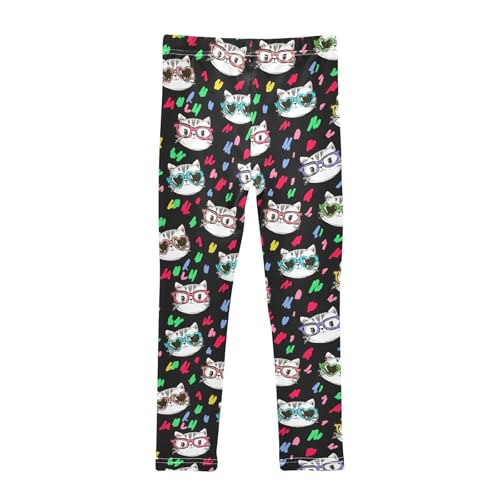Girls Basic Leggings Baby Girls Pants Cat Colorful Soft Footless Stretchy Tights Pants 4-10Y2