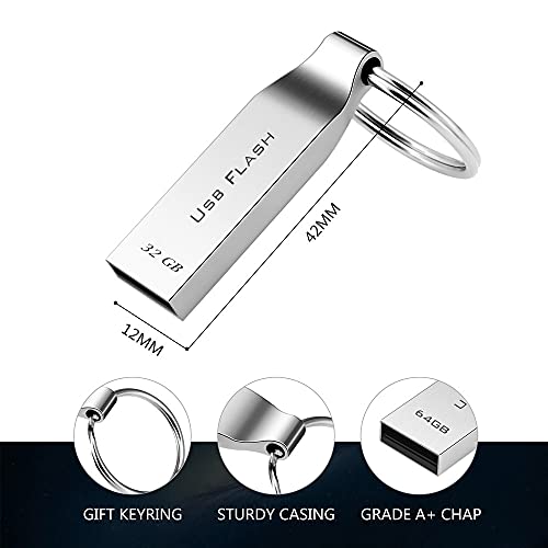 Kaulery USB Stick 32GB Memory Stick USB Speicherstick USB-Stick mit Schlüsselring Metall Thumb Memory Stick für PC… – Bild 6