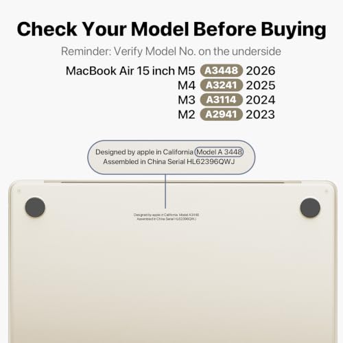 Image of Soonjet for MacBook Air 15 inch Case M5 M4 M3 M2 2026-2023 Mac Laptop Cover | Anti Crack, Matte Starlight Clear, Color Match, Fingerprint & Scratch Resistant, Protective Hard Shell, Ultra Thin & Light