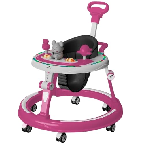 Image of StarAndDaisy Walker for Kids for 6 to 18 Months, Intergrated RGB Lights Baby Walker Boys & Girls with 7 Level Height Adjustment, Walker Baby with Switchable Food & Musical Toy Tray (Pink)