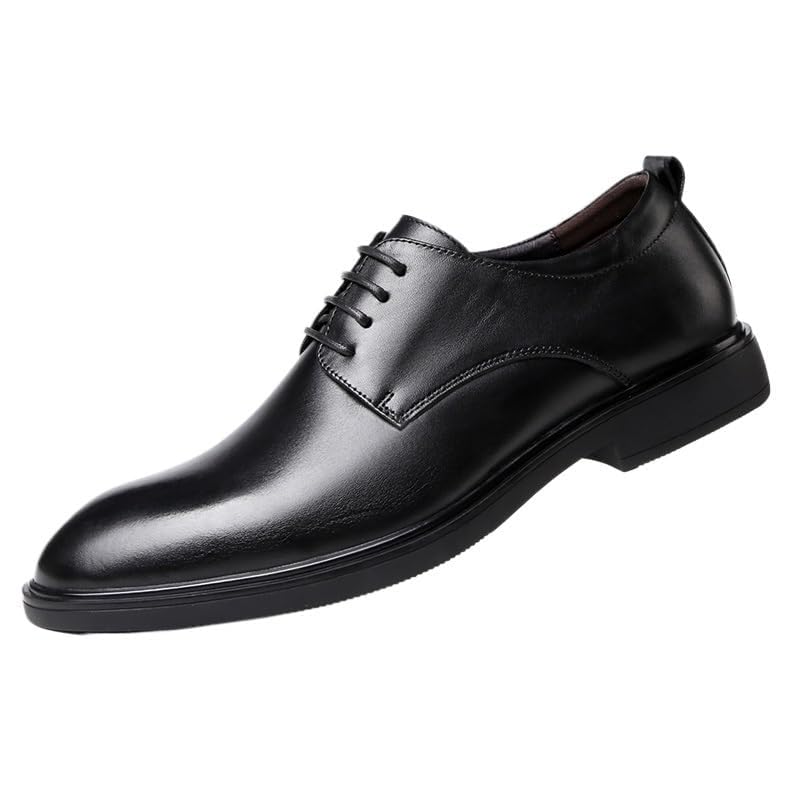 Leather Lace Up Oxford Dress Shoes for Men Round Toe Business Formal Comfortable Loafers Non Slip Office Wedding Tuxedo