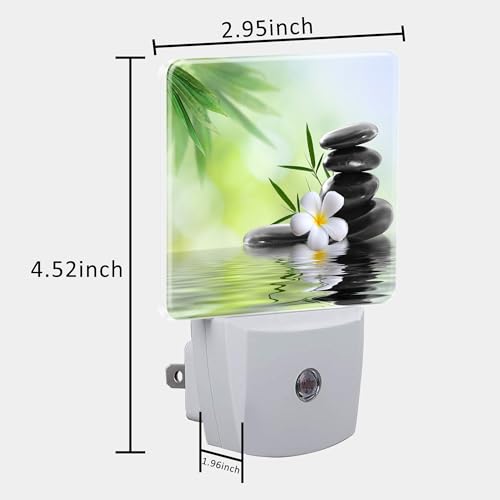Image of Plug in Night Lights Spa Concept Zen Stones Nightlight Plug Into Wall Dusk to Dawn Sensor LED Night Light for Kid Girls Boys Women Men Room Decor, Hallway, Kitchen, Bathroom, Nursery, Stairs