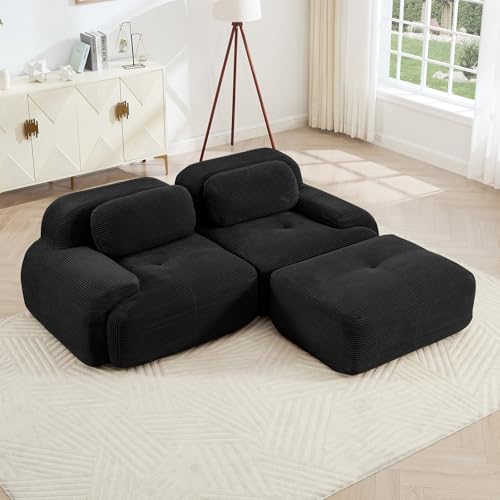 Image of Corduroy Modular Sectional Sofa, Oversized Cloud Couches for Living Room