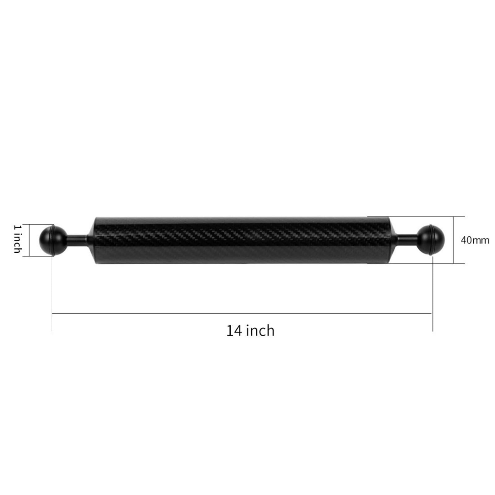 DIVJINGHAO D60mm Carbon Fiber Float Arm for Ultralight, Aquatic Arm,Dual Ball Lightweight Buoyancy Arm for Underwater Camera,Diving Tray, Video Light, and Strobe (Black, D60mm 14 inch)