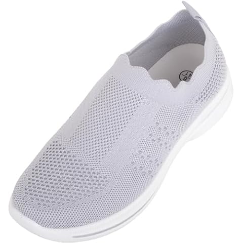Womens Grey Easy Slip On Sports Trainers Cover
