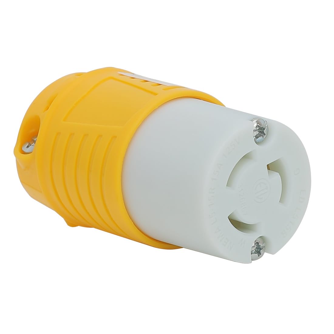 [2-PACK] NEMA L5-15R Locking Connector, Twist Lock Female 15Amp 125Volt Generator Socket, Industrial Grade Lock in Female 15A/125V Receptacle, ETL Listed Heavy Duty Socket for Generators Yelllow White