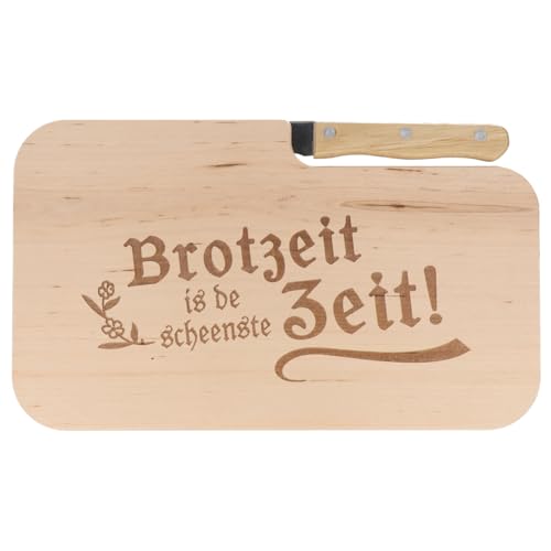 Planche à pain en bois d'aulne, avec couteau pour excursions, randonnée, pique-nique, 26 x 15 x 1,2 cm