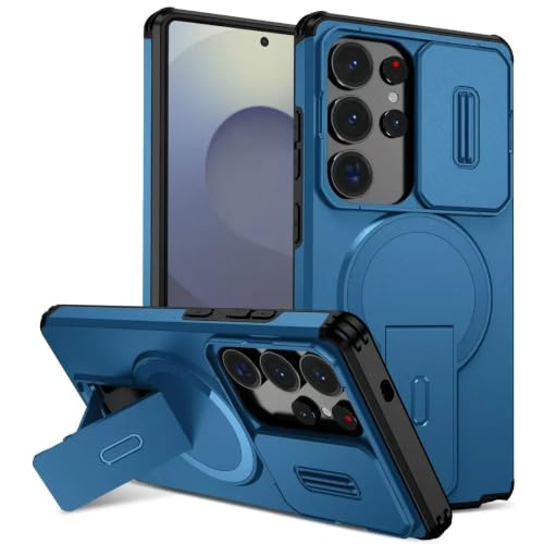 Coque Samsung A26 antichoc Armor avec support magnétique et protection objectif bleu