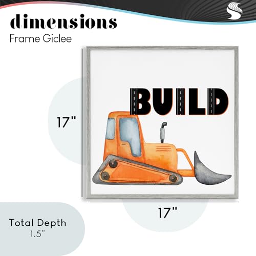 Bulldozer Orange Stupell Industries cadre mural résistant pour chambre garçon - 5