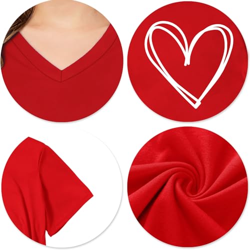 Image of LAZYCHILD Kids Valentine Shirt Girls Valentines Day Shirts Heart Graphic Long Sleeve Striped Tee Tops 5-14 Years