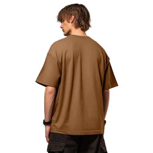Image of Nobero 100% Cotton Oversized T Shirts for Men Stylish | Oversized Fit | Solid T Shirts for Men 180 GSM Combed Cotton | Round Neck Half Sleeve