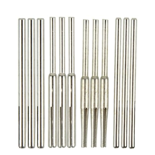 Vibsky Lot de 12 mandrins abrasifs pour outils rotatifs, tiges droites en acier inoxydable pour travail du bois, fabrication de bijoux et travaux manuels 2,35 mm/3 mm