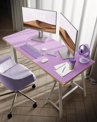 Image of YSAGi Leather Desk Pad Protector, Office Desk Mat, Large Mouse Pad, Non-Slip PU Leather Desk Blotter, Laptop Desk Pad, Waterproof Desk Writing Pad for Office and Home (Taro Purple, 47.2 inch x 23.6 inch)