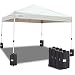 Goutime Instant 10X10 Feet Pop Up Canopy Tent, Medium-Duty Outdoor Canopy Tent for Parties, Include Wheeled Bag, 4 Stakes and Ropes, White