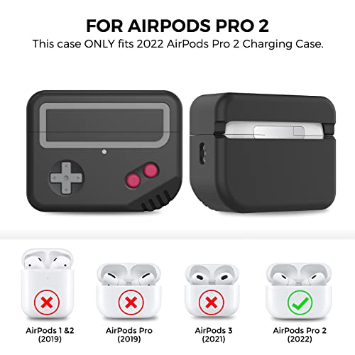 Image of TRONWIN Silicone Airpods Pro 2 Case Protective Covers Skin Game-Machine Design for Airpods Pro 2022 [Support Wireless Charging] Compatible with Apple Airpods Pro 2nd Generation (Black)