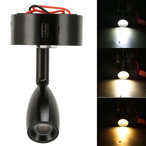 Lwuey 12V Led Reading Light, Campervan Caravan Lamp with USB Port Dimmable Spotlight Wall Mounted Bedside Motorhome Essentials Lighting Interior Touch Switch Swivel Neck 2pcs Black - Cosy Home Interiors Lwuey 12V Led Reading Light, Campervan Caravan Lamp with USB Port Dimmable Spotlight Wall Mounted Bedside Motorhome Essentials Lighting Interior Touch Switch Swivel Neck 2pcs Black - Image 2
