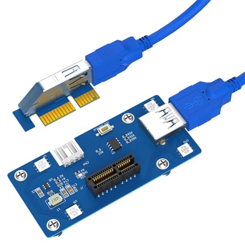 ikafxn 2 In 1 PCI Express PCI-E 1X �` 1X/4x/8x/16x ���C�U�[ �J�[�h�A�����ϐF LED ���C�g�t��