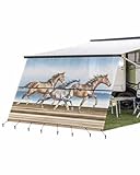 Western Horse RV Awning Sun Shade Screen 9' x 15'3' Vintage Watercolor Brown Grey Running Horses Mesh Shade Screen with Zipper UV Blocker Awning Shade with Completed Kits for Motorhome Camper Trailer