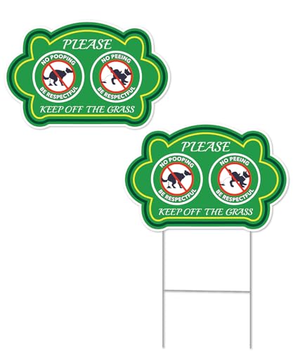 Mr. Pen- No Peeing and No Pooping Dog Sign 2 Pack with 1 Metal Stake
