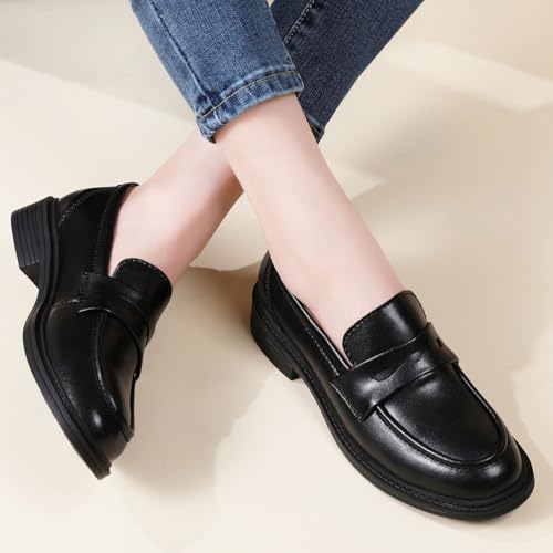 Image of Loafers for Women Black Penny Loafer Business Casual Shoes Women's Loafers & Slip-Ons Ladies Flats Comfortable Dressy