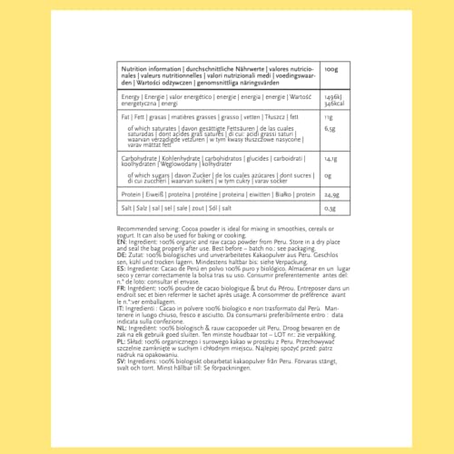 ROHKAKAO | 100% Theobroma Rohkakao aus Peru | Spitzenqualität | Biologisch - Organic | Raw | yado (400 g)