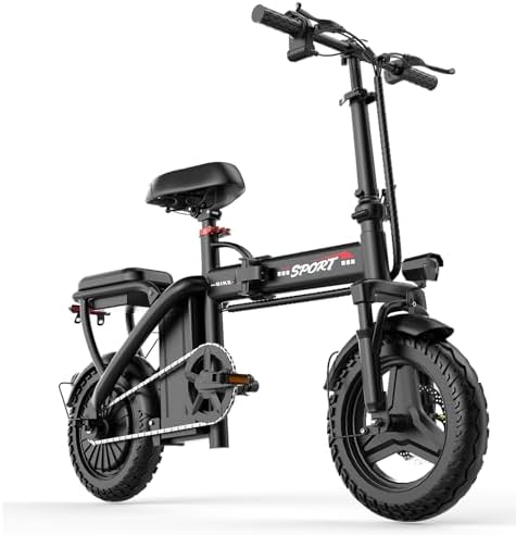 ASKGO Electric Bike for Adults 1200W Peak Motor, 25MPH Folding Electric Bike, 45 Miles Long Range, 14" Mini Ebike Pedal Assist, 48V Removable Battery, Portable Electric Bicycles for Commuter