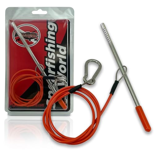 Fish Stringer for Spearfishing with Coated Stainless Steel Cable and Heavy Duty Carabiner