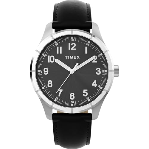Montre homme Timex 42 mm le cadeau parfait avec boîtier argenté brillant