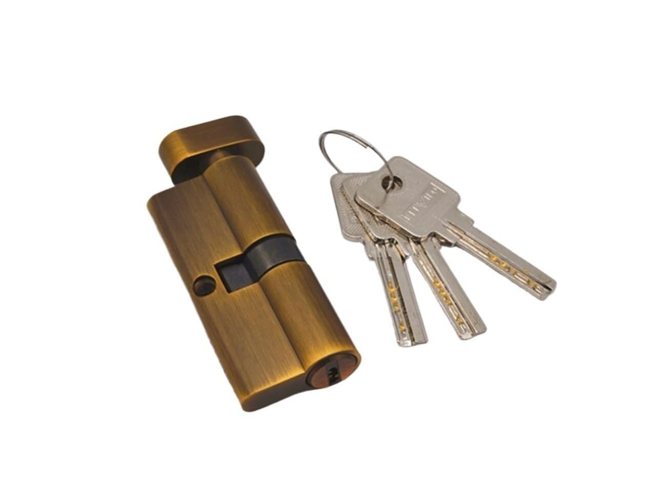 Barrel Lock Door Barrel Lock 70mm Black Chrome Plated Brass Cylinder with 3 Computer Keys Anti-Theft Home Security with Knobs(Cf)