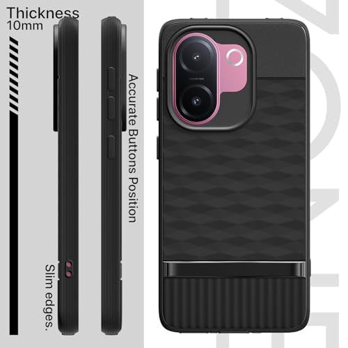 Image of Pikkme Back Cover for Vivo V60e 5G Camera Protection 3D Hexa Cube Design Silicone Protective Bumper Case (Black)